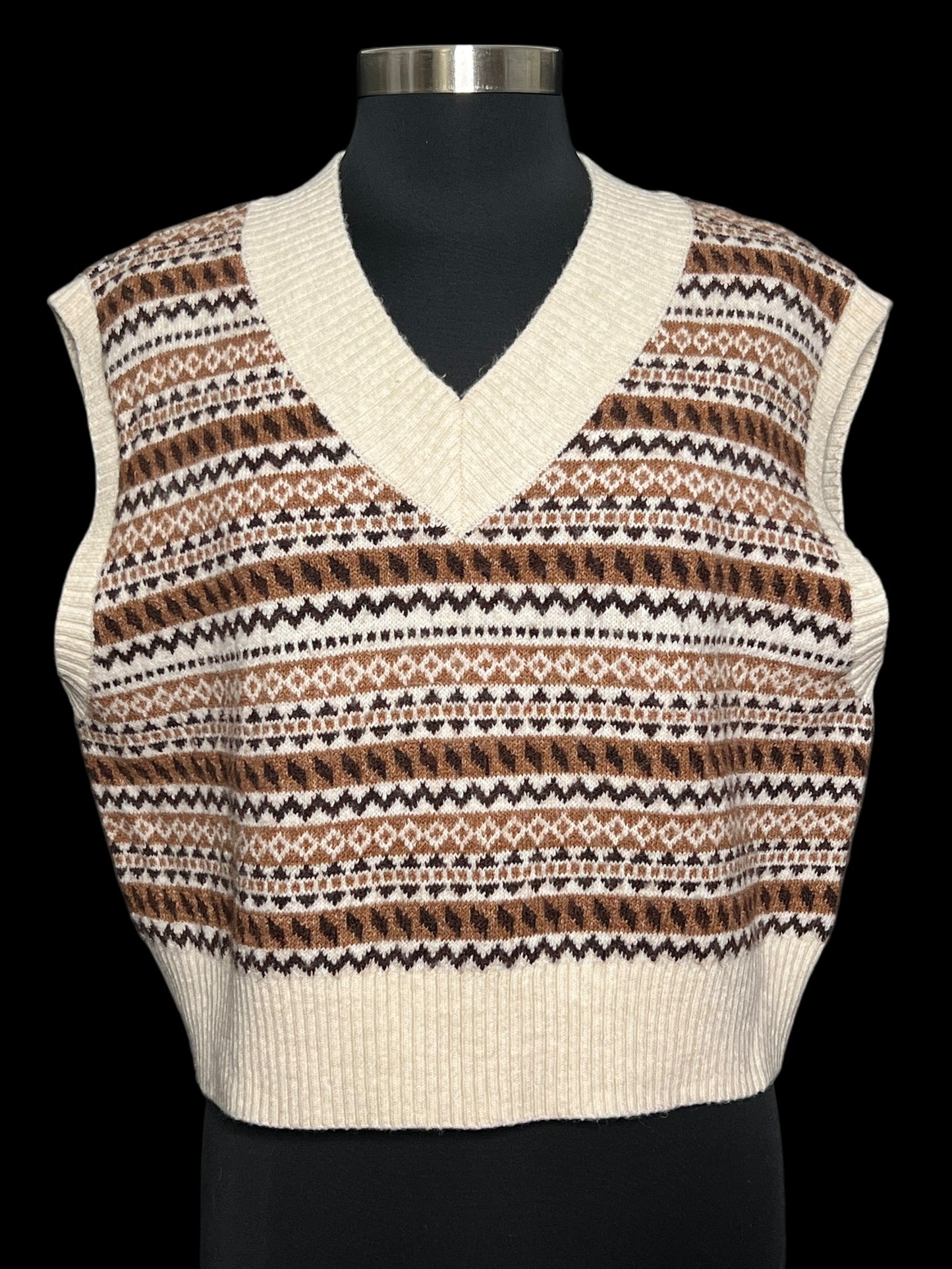 11.04 Sweaters London Kaye Brown/Tan Sweater Vest (L) Fits (10/12)
