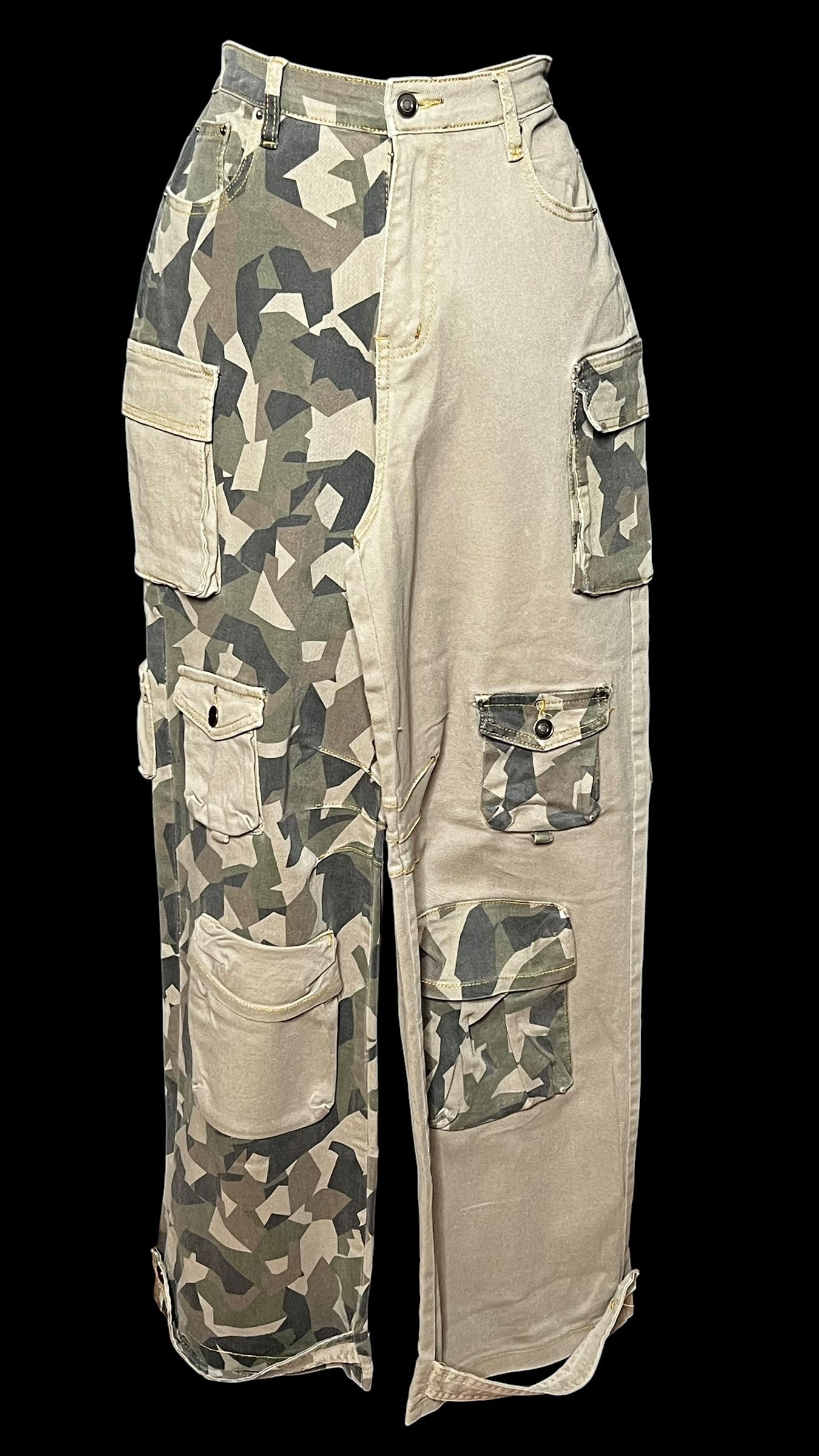 07.02 Pants NWOT F. Nova Olive/Camo Cargo Denim (M)Stretch Fits (10) Tall