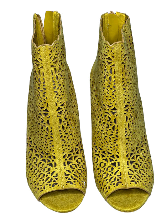 07.23 Shoes NEW Aldo Mustard Peep Toe Bootie (10)