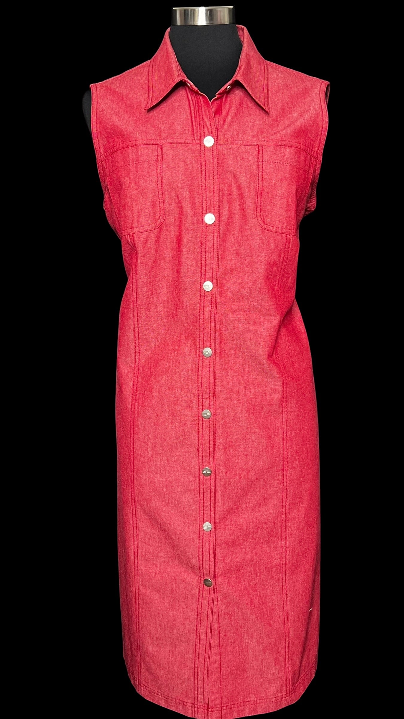 08.27 Dresses NWOT Evan Picone Red Snap Front Denim (18) Fits (10/12)