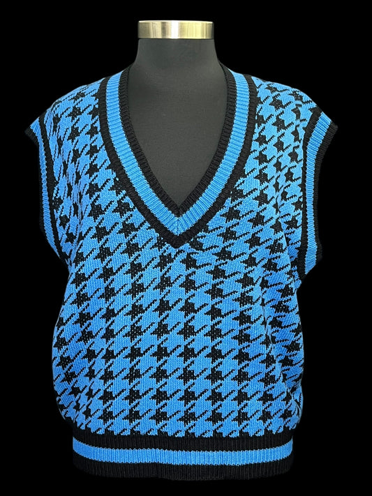 10.27 Sweaters Houndstooth Blu/Blk Sweater Vest Fits (L/XL)