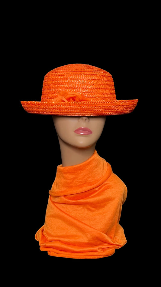 07.02 Hats Orng Staw w/Flower (M)