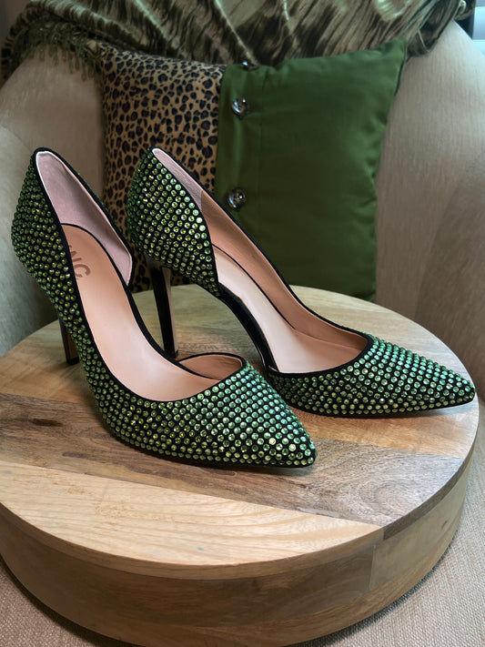 07.23 Shoes NEW INC Kenjay D'Orsay Green Rhinestone Pump (9)