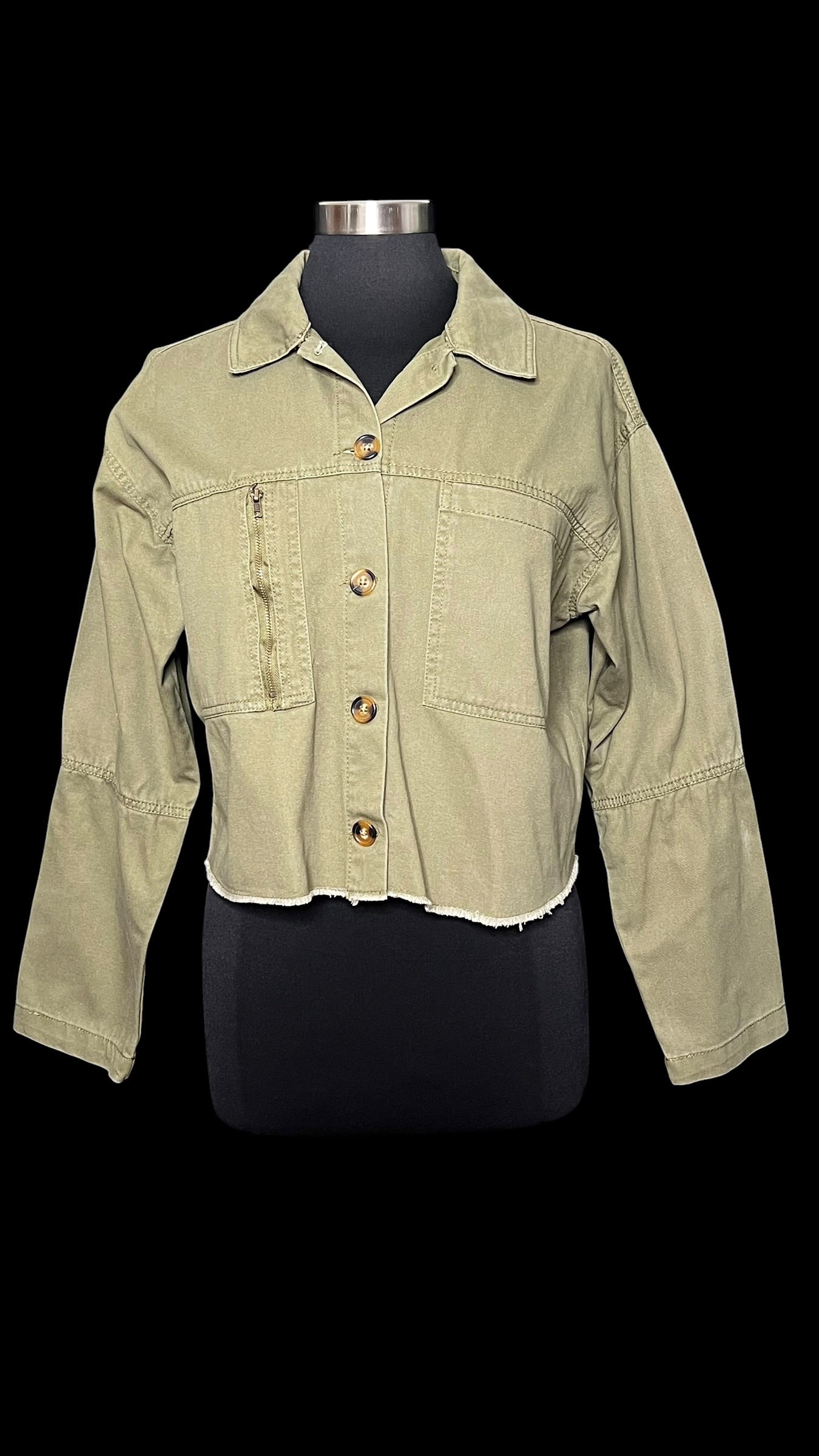 08.06 Tops NWOT Almost Famous Olive Cropped (L)