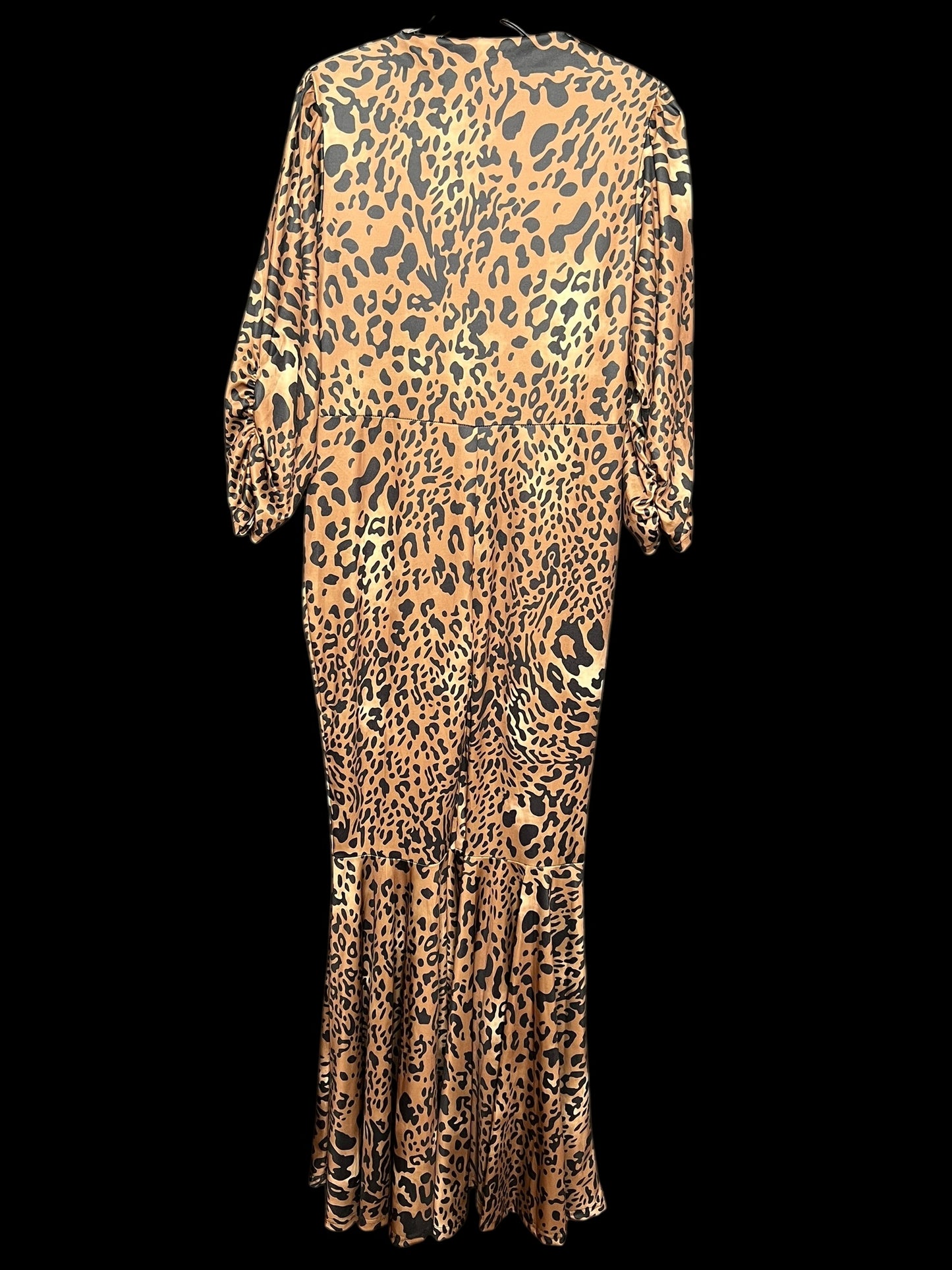 11.06 Jumpsuits Brown Cheetah Print Bell Flare (XL/1X) Tall