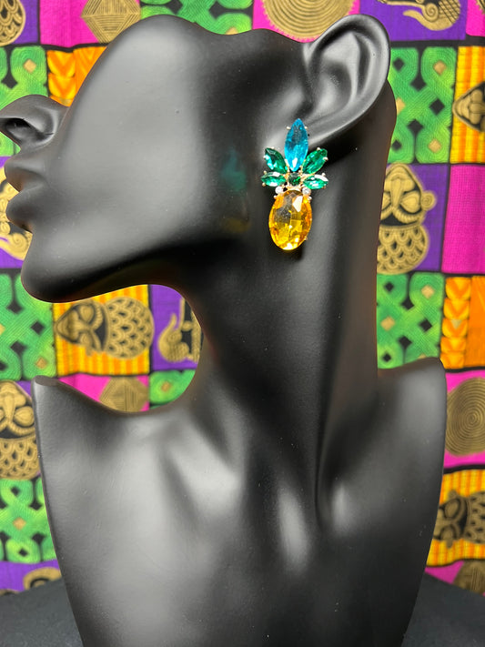 08.12 Earrings Pineapple Rhinestone