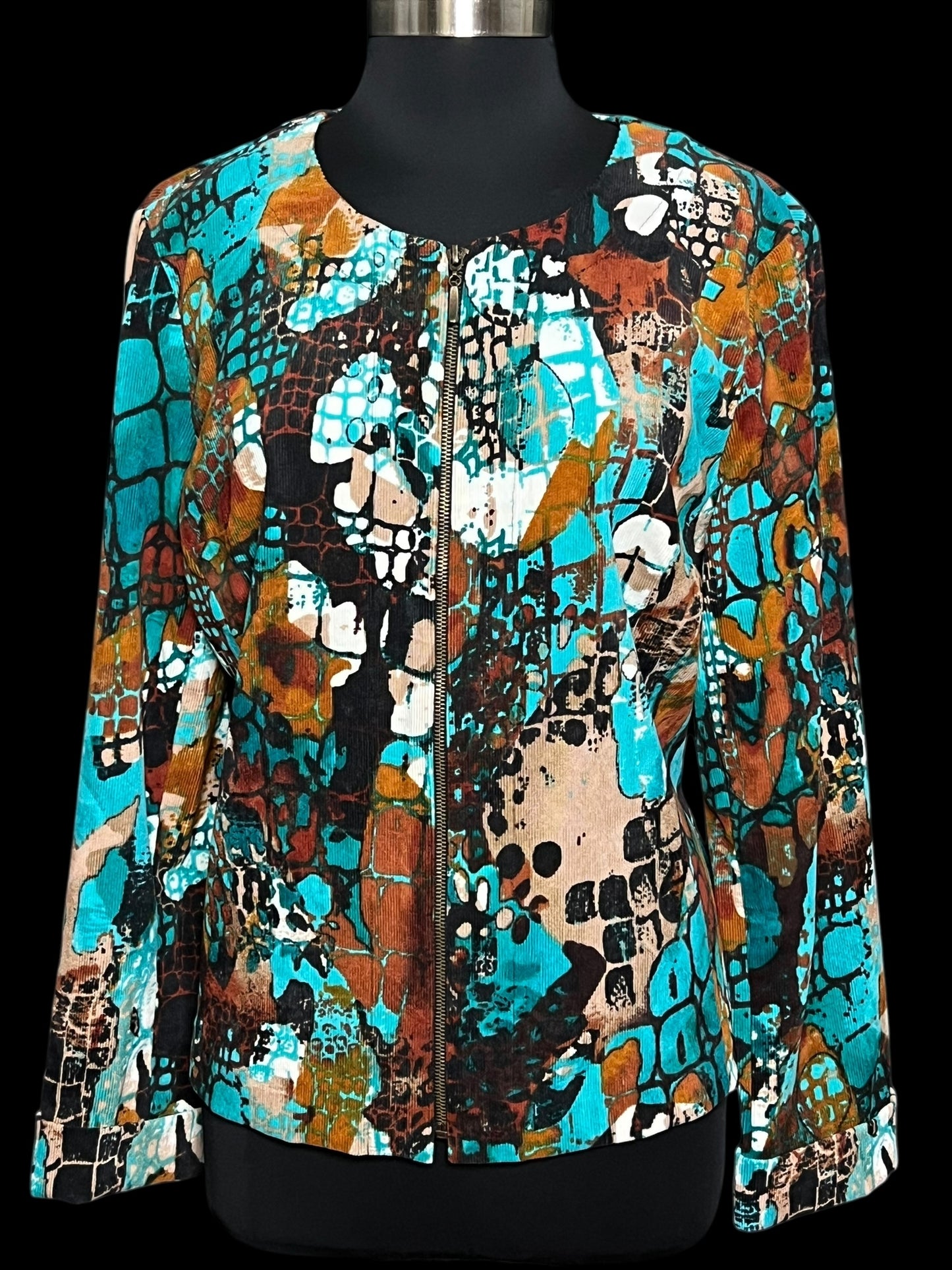 11.06 Jackets Vintage Requirements Turquoise Multi Print (XL) Fits (L/XL)