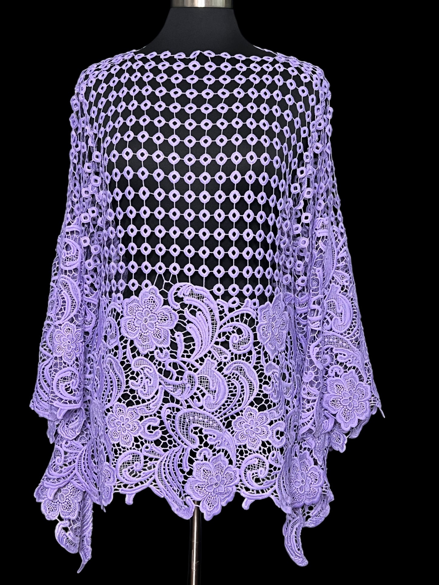 04.28 Blouses NWOT Marc Bouwer Lavender Crocheted (1X) Fits (10)