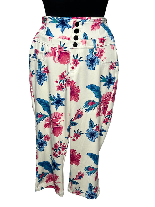 07.26 Pants Body By Us Cream Pink/Blue Floral (M) Fits (S)