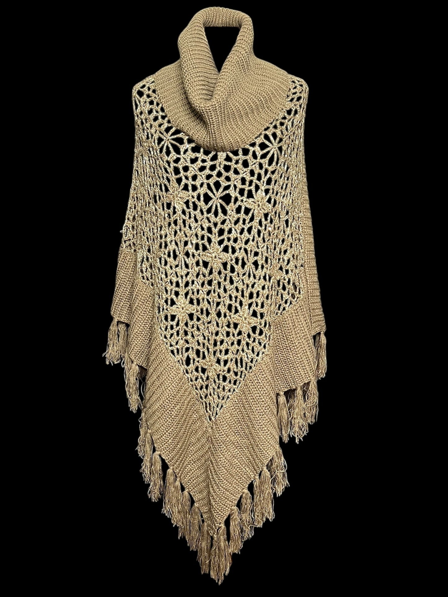 11.06 Shawls Lloquent Mocah Knit Lattice Sequined (L) Fits(L/XL)
