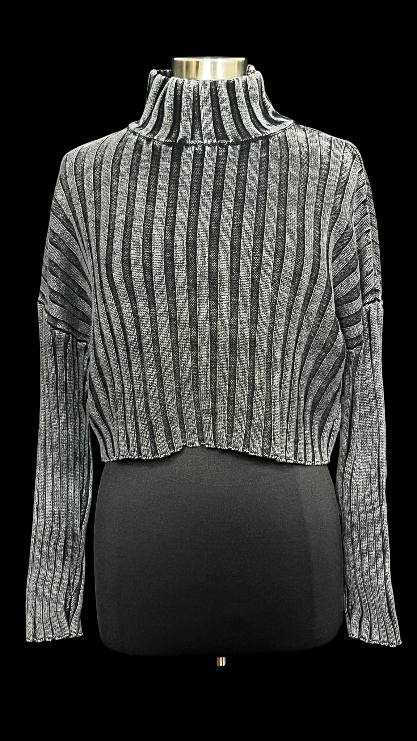 10.05 Sweaters Black Acid Wash Mock Neck (S)