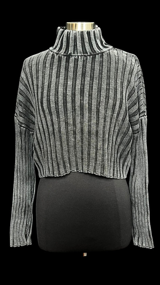 10.05 Sweaters Black Acid Wash Mock Neck (S)