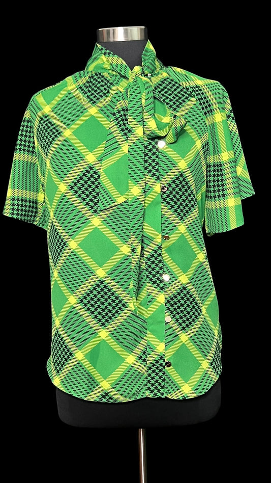 07.03 Tops NY&CO Grn/Blk/Lime Houndstooth/Plaid (L) Fits (8/10)