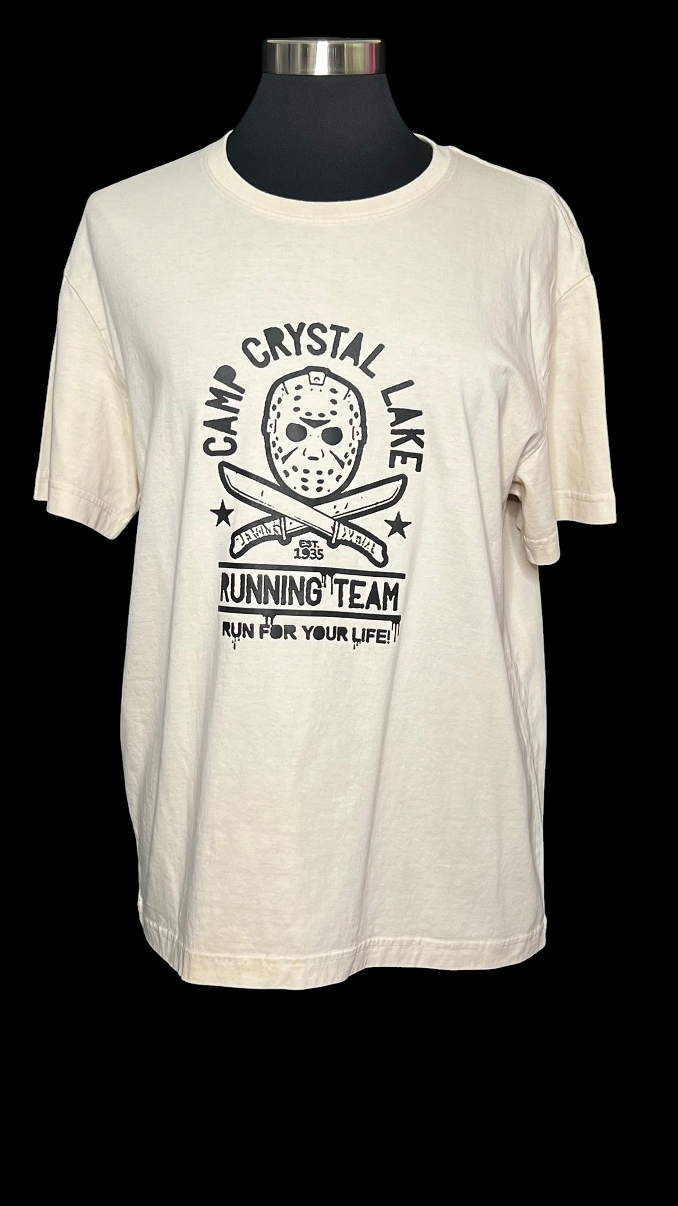 08.27 Tops NWOT Camp Crystal Lake Tan Tee (M)