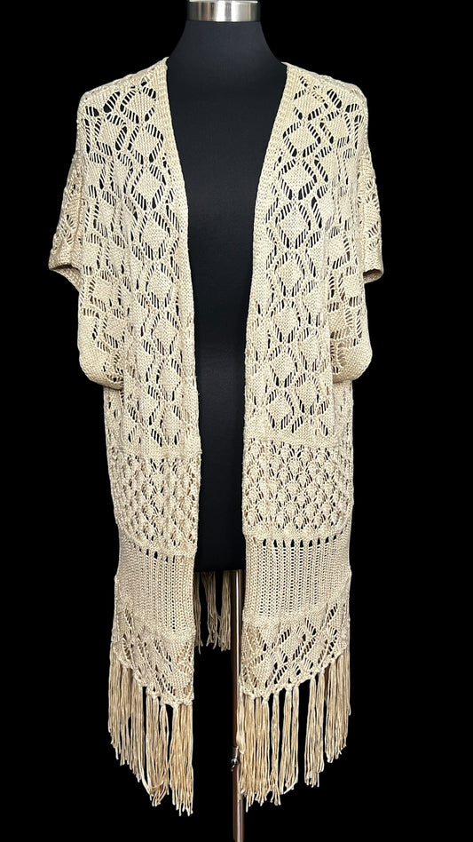 10.05 Cardigans Tan Crocheted (3X) Fits (XL/1X) Cvy