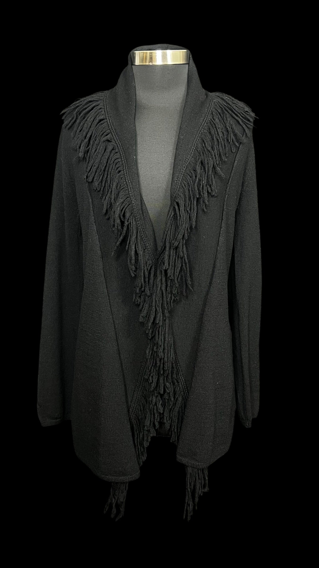 09.16 Cardigans Black Fringed (M/8)