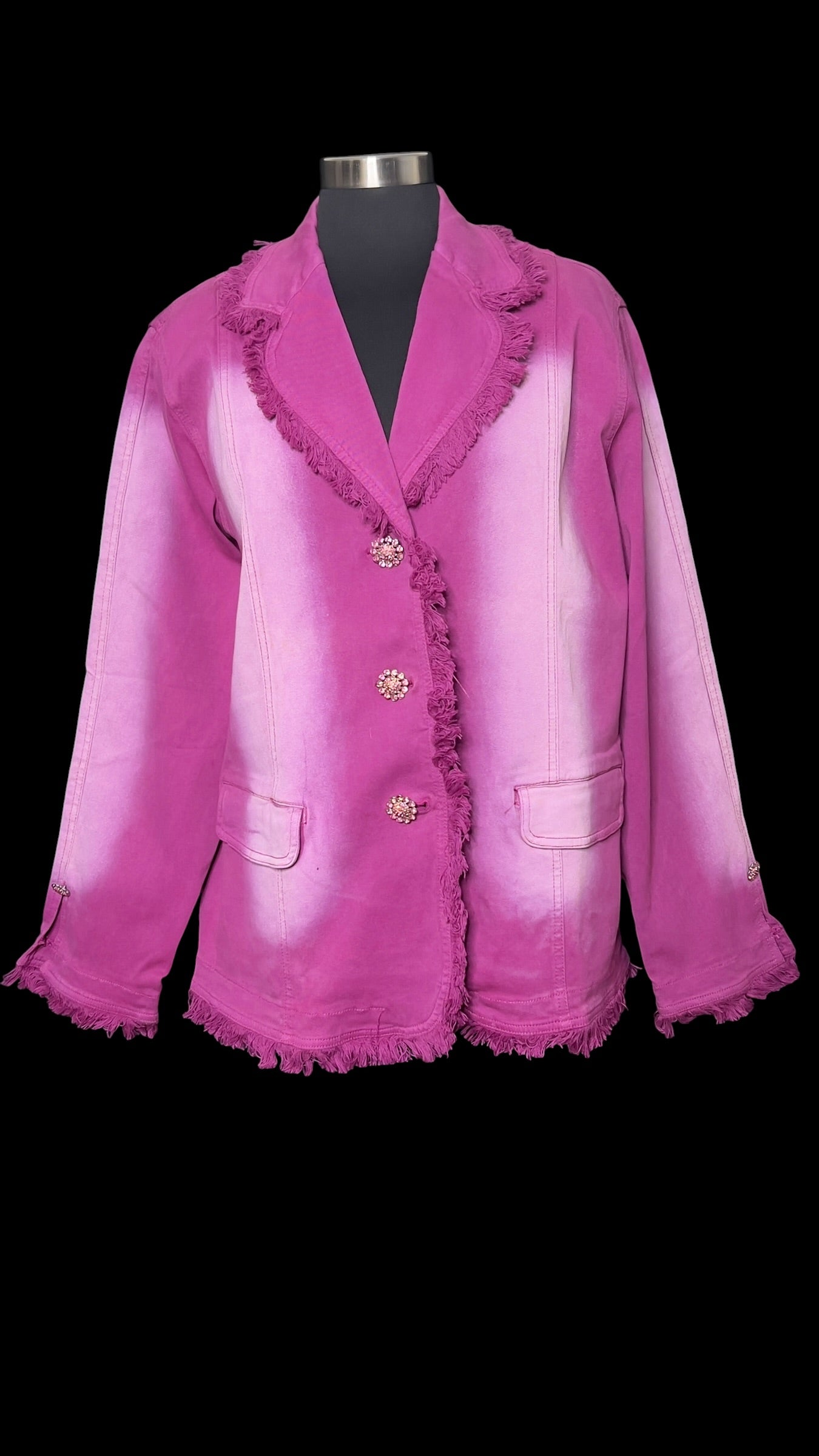09.06 Blazers NWT D. Gilman Magenta/Pnk Distressed Stretch Denim (1X) Cvy