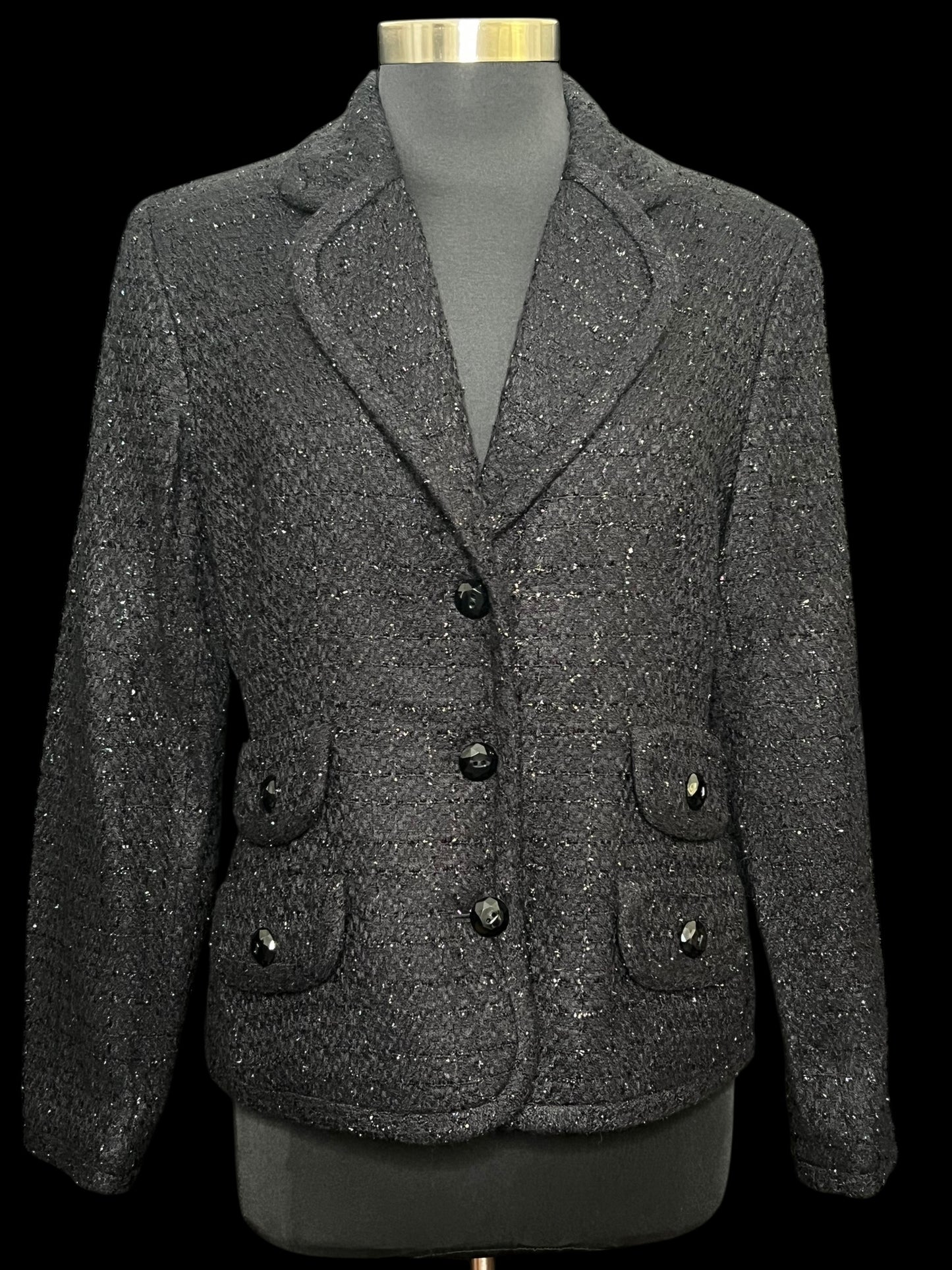 11.04 Blazers Vintage Kasper Black Tweed (14) Fits (8/10)