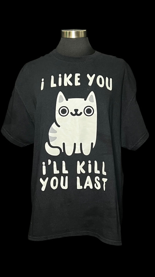 08.03 Tops Cat I like You Blk Tee (XL)