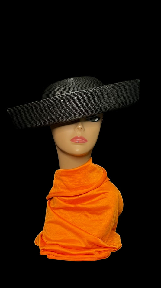 07.02 Hats NWOT Black Wide Straw (S/M)