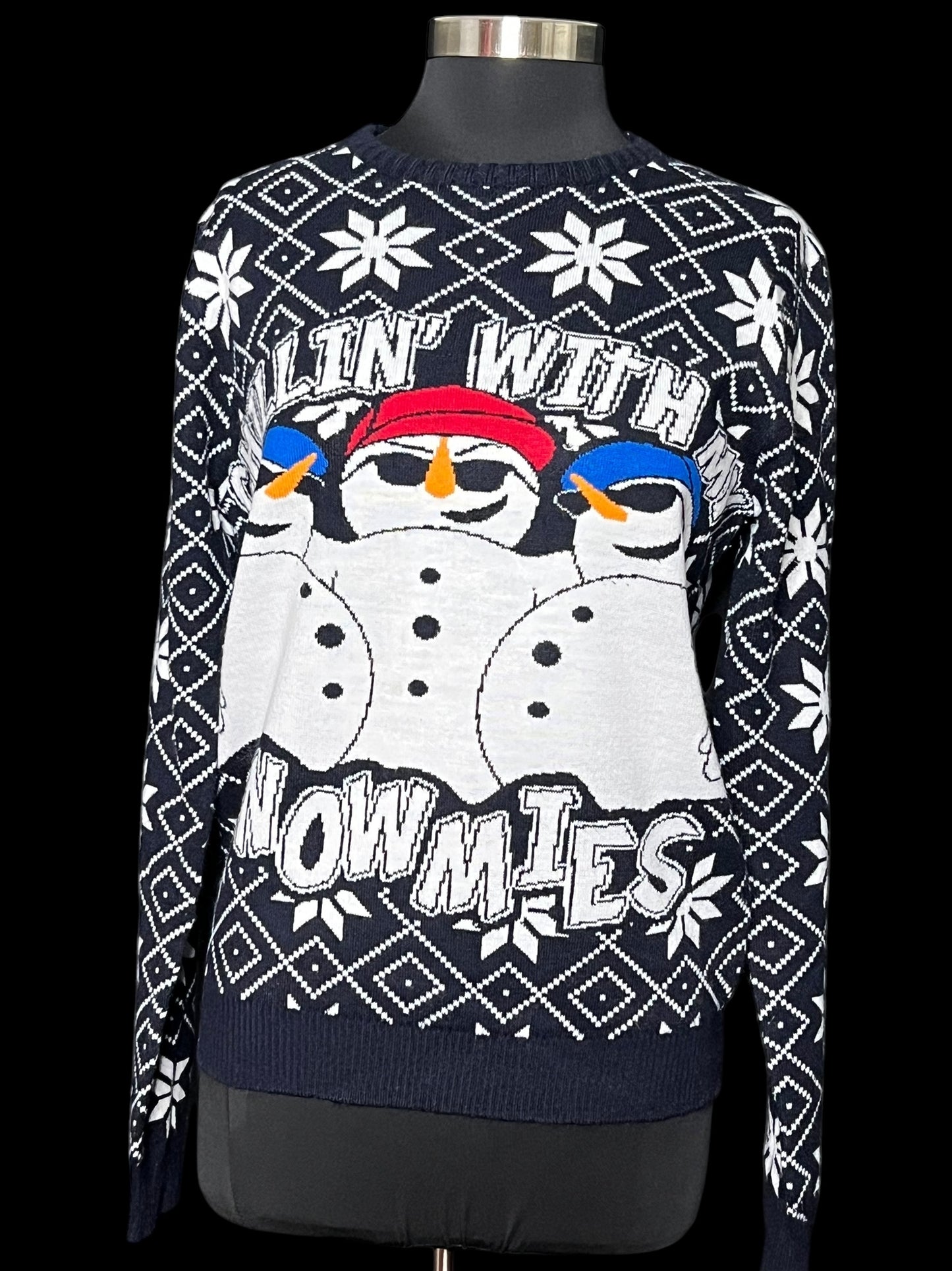 11.12 Sweaters Santac Blk/Wht Chillin Snowmies (M)