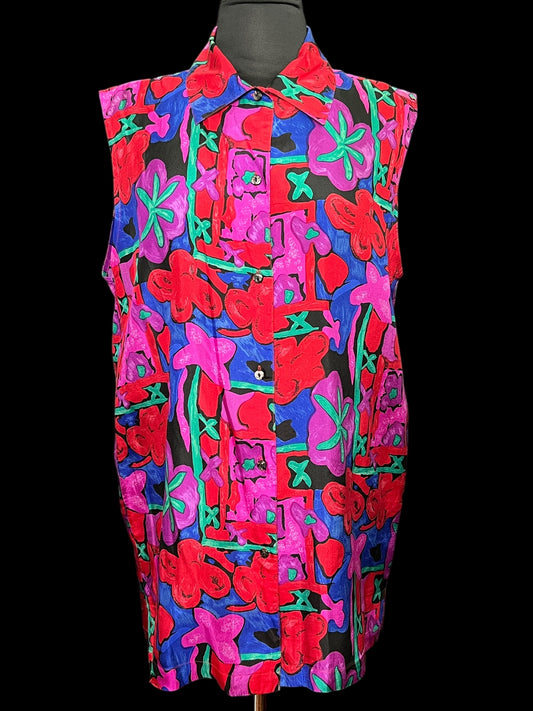 05.27 Blouses In Private Silk Multicolor Slvls (XL) Fits (M)