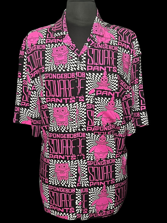 07.24 Blouses NWOT Pink/Blk Sponge Bob (M 8/10)