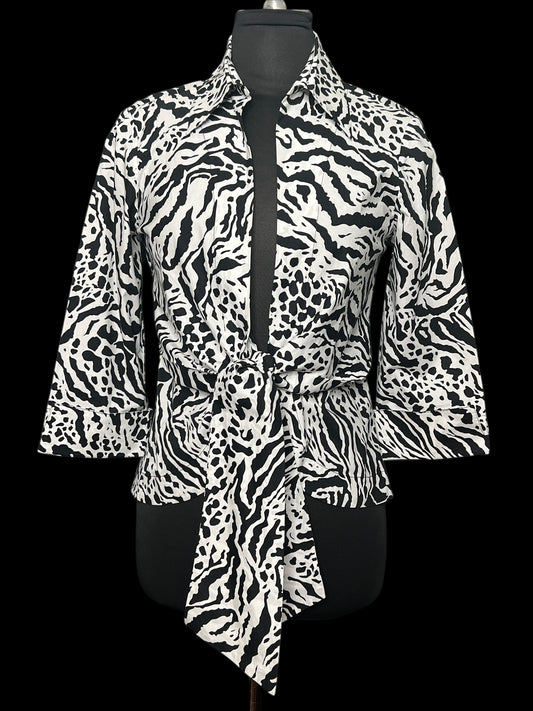 09.05 Blouses Mischa Blk/Wht Animal Print (M/8)