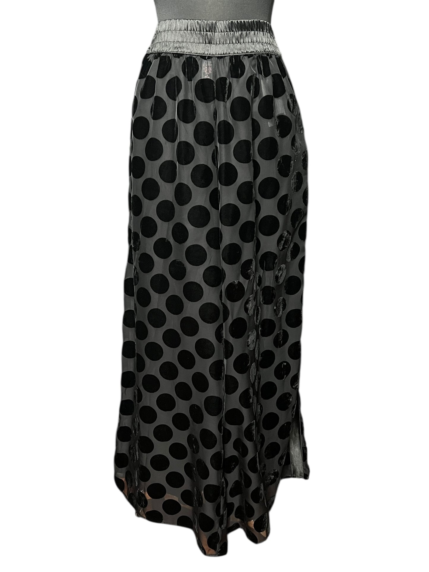 06.05 Pants V. Secret Black Sheer Polka Dot Palazzo (M/8)