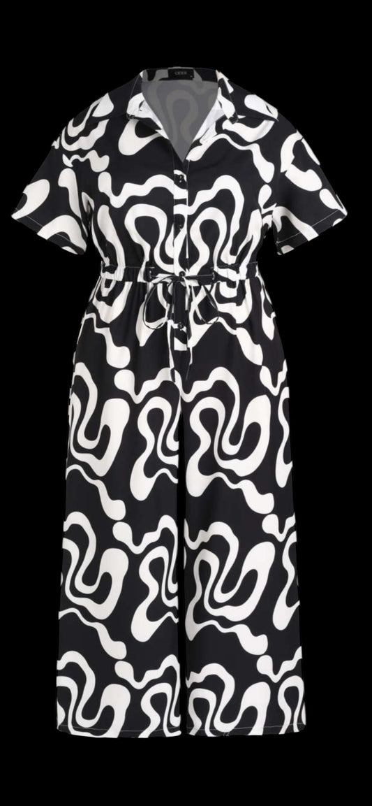 07.31 Jumpsuits Cider Blk/Wht Polka Dot SS (1X) Fits (12)