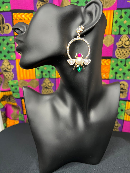 06.12 Earrings Bee Fuchsia/Grn (PB)