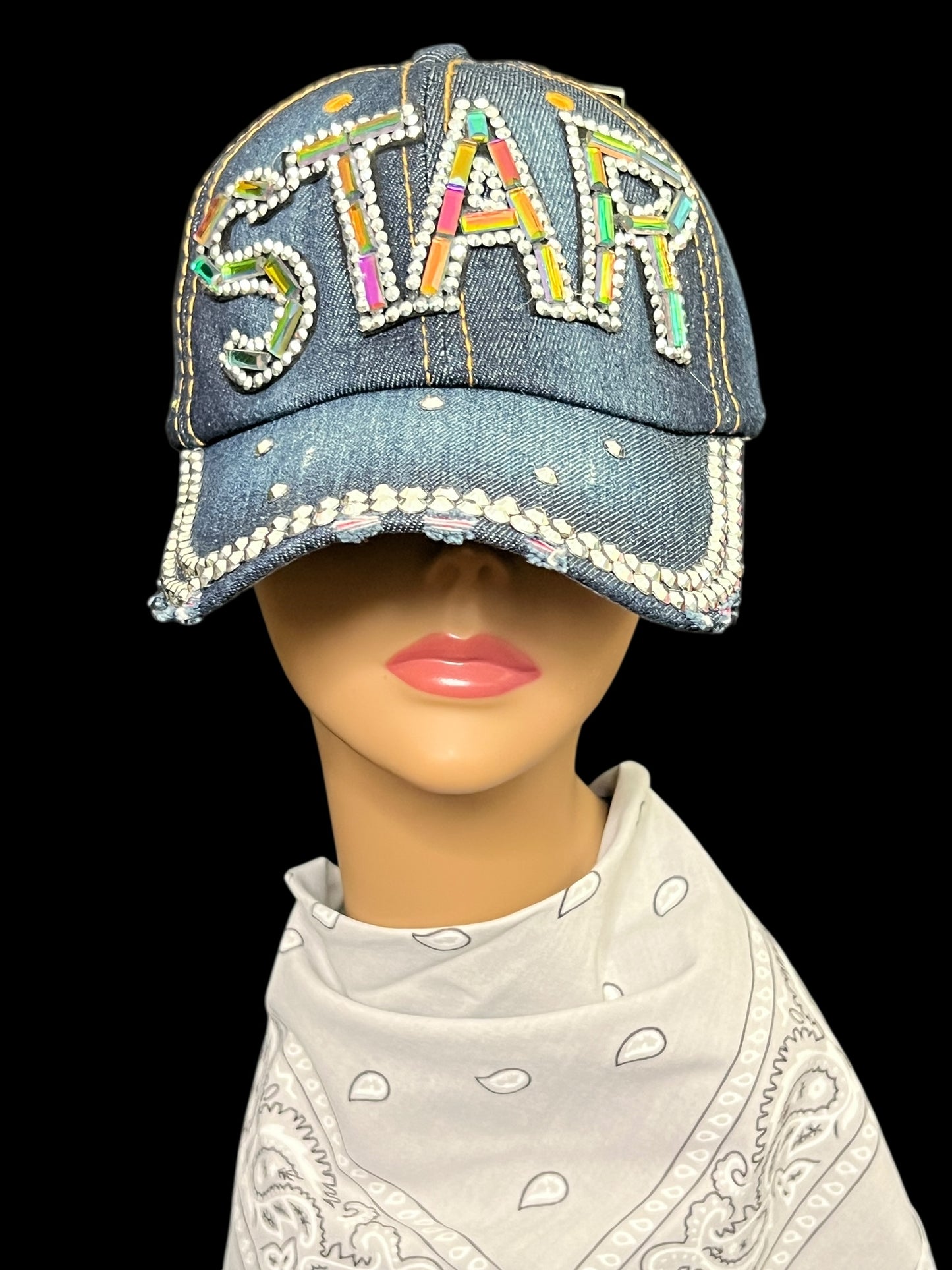 08.16 Hats NEW Star Denim Ball Cap Adjustable