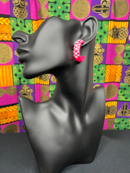 03.05 Earrings Fuchsia Rhinestone (PB)