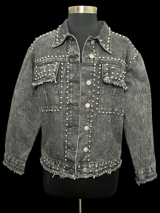 08.16 Jackets Black Wash Studded Denim (M) Fits (8/10)