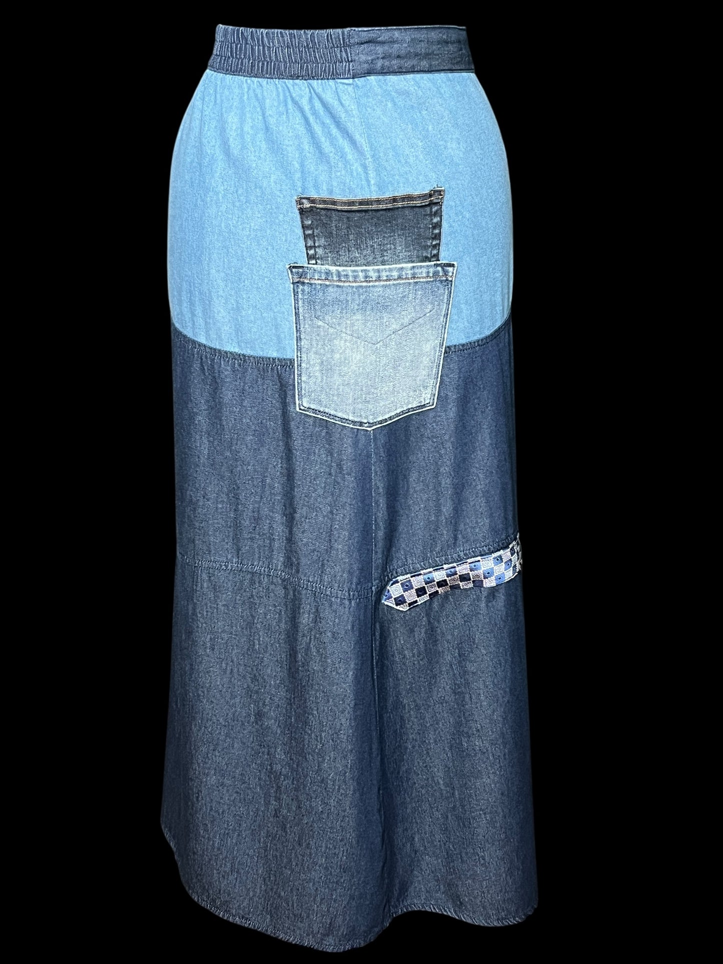 08.29 Skirts UPCYCLED Color Block Denim (2X) Cvy