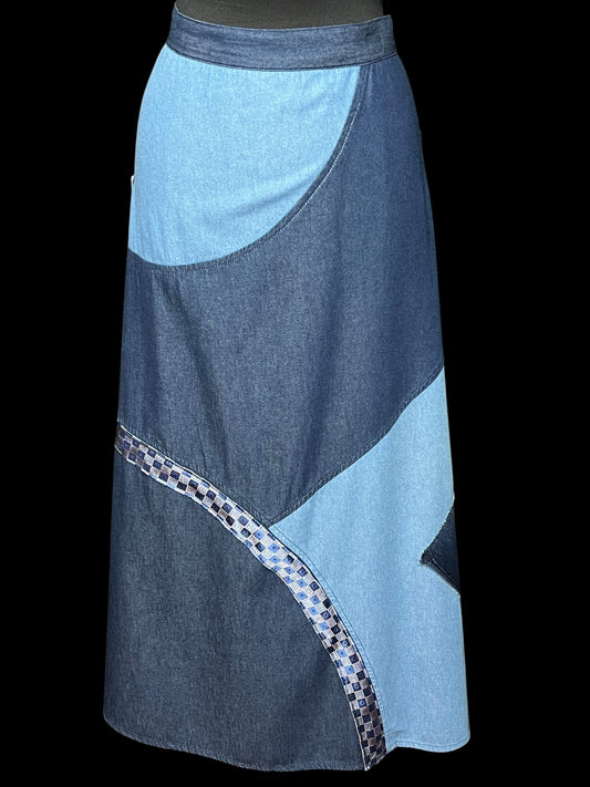 08.29 Skirts UPCYCLED Color Block Denim (2X) Cvy