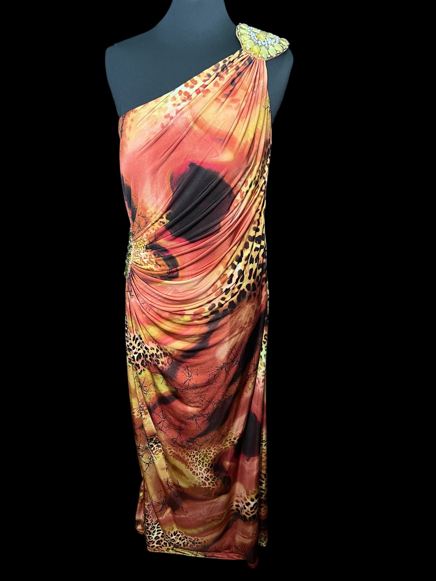 09.04 Dresses Blush Prom Rust/Orange/Animal Gemstone (18) Fits (14/16)