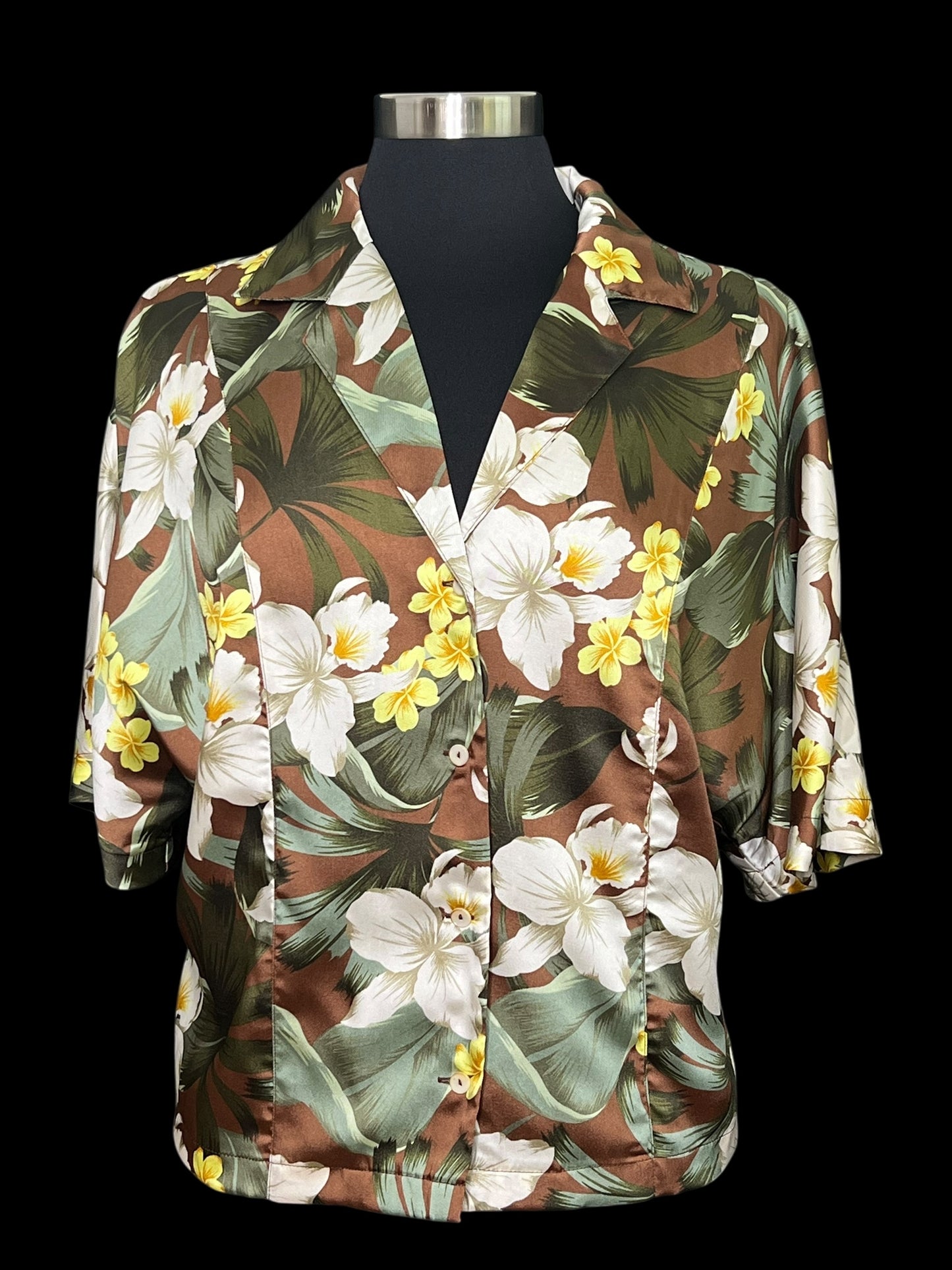 09.19 Blouses NWT Mango Olive/Brwn Floral (M) (8/10)