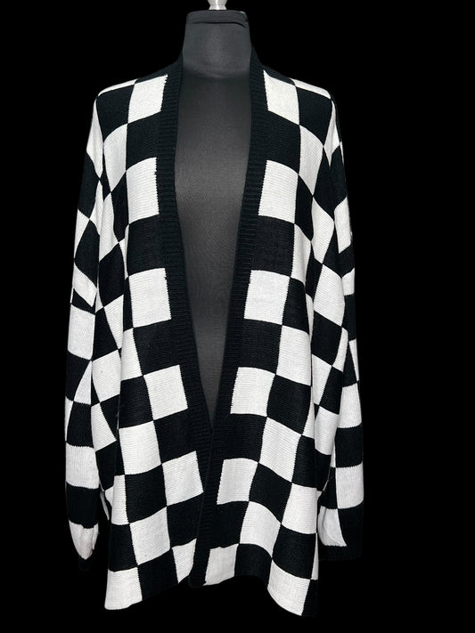 10.27 Sweaters Blk/Wht Checkered Cardigan (XL/1X)