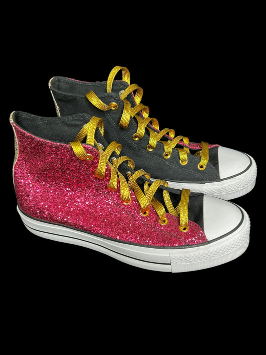11.24 Shoes Converse Hi-Top Platform Blk Fuchsia/Gold Glitter (M9) / (W11)