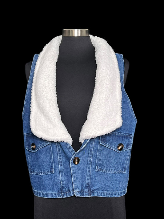 01.10 Vests Denim w/Removable Collar (L) Fits (8/10)