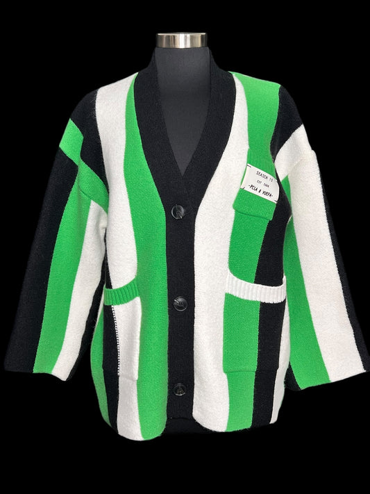 01.10 Sweaters NWOT Cable Knit Color Block Boho Striped Cardigan (L/XL)