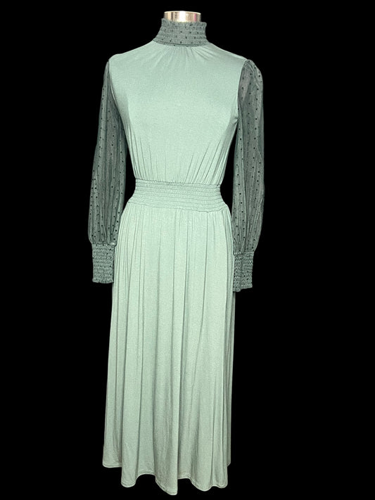 06.20 Dresses NWT Boden Forest Grn Sheer Slv (6) Fits (6/8)