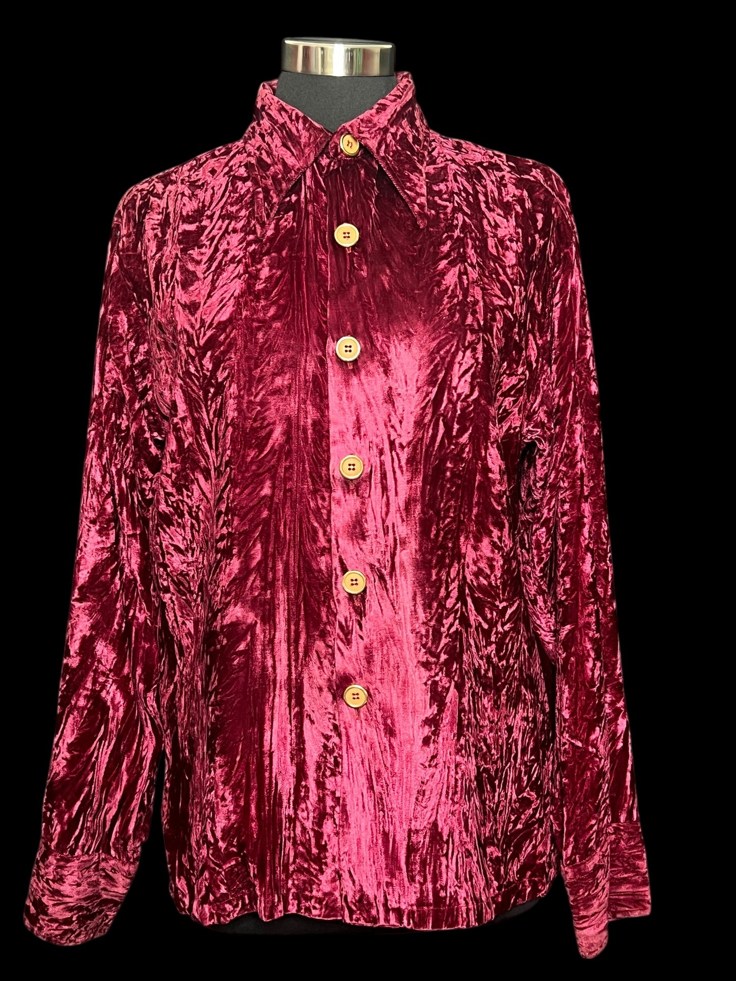 01.13 Blouses Vintage Oleg Cassini Burgundy Velvet (L) Fits (8)