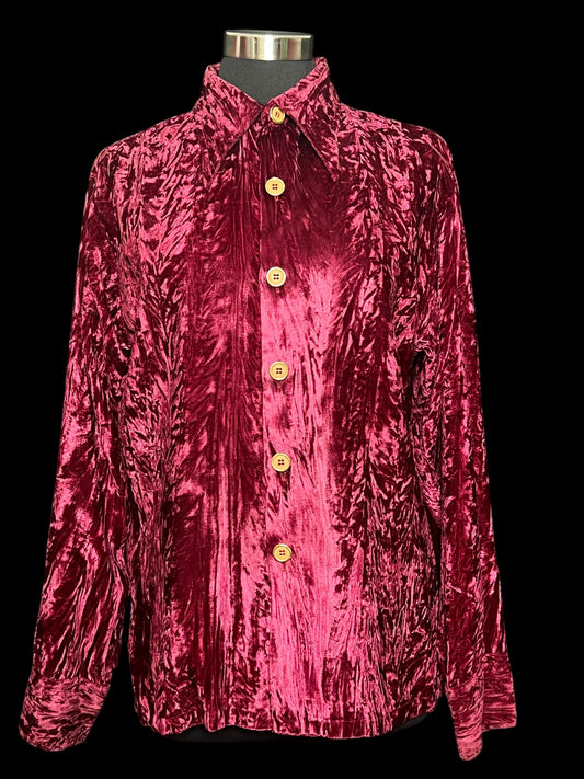01.13 Blouses Vintage Oleg Cassini Burgundy Velvet (L) Fits (8)