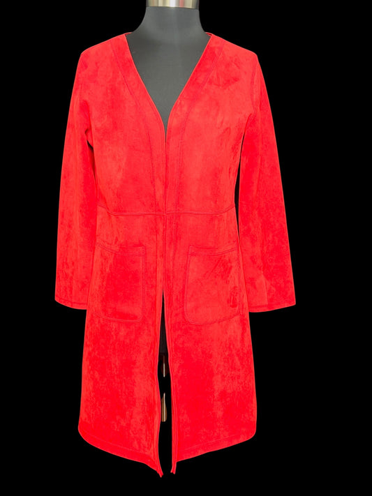 02.03 Cardigans NWT Solitaire Red Faux Suede (L) Fits (M)