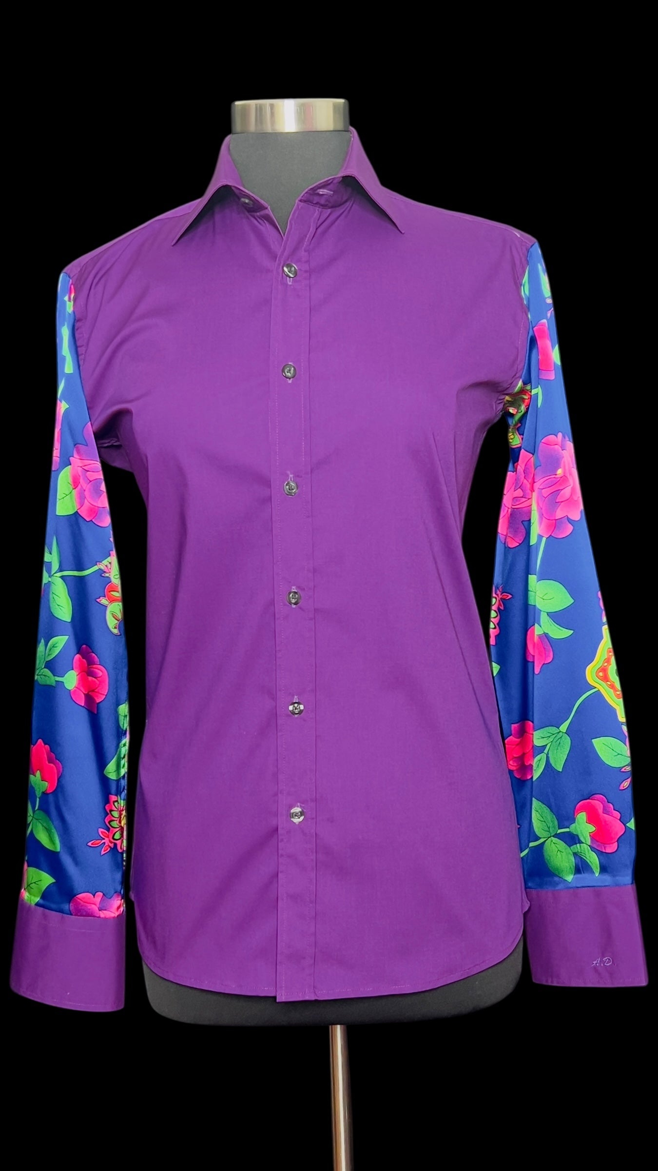 06.24 Blouses NWOT Purple/Colorful Sleeve (S)