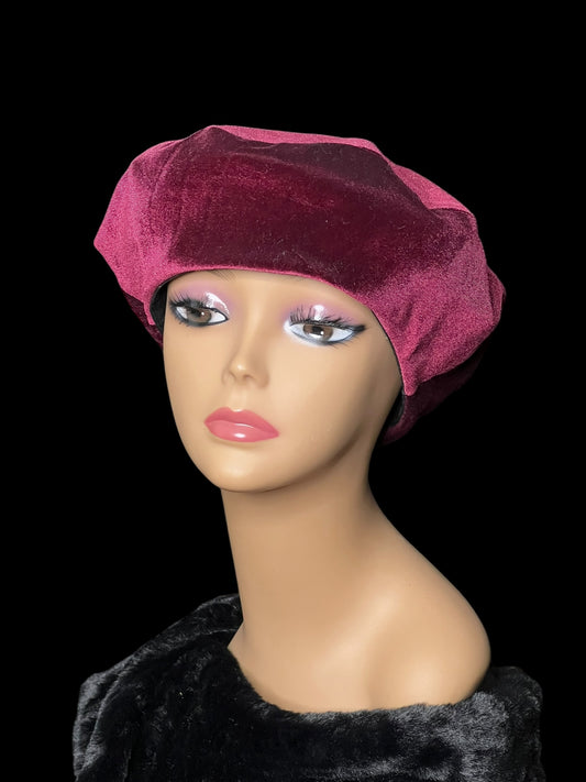 11.05 Hats NWOT Brixton Burgundy Velvet Beret (S/M) 7 1/4"