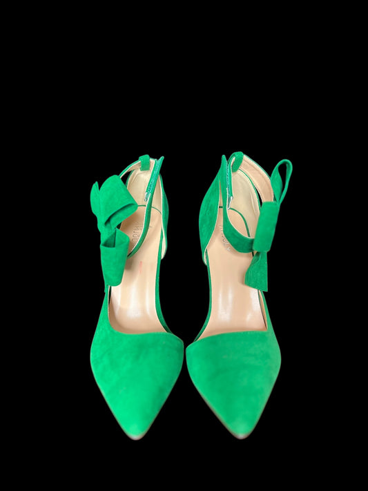 12.15 Shoes NEW MM July Green Faux Suede Bow Heels (43) (10)