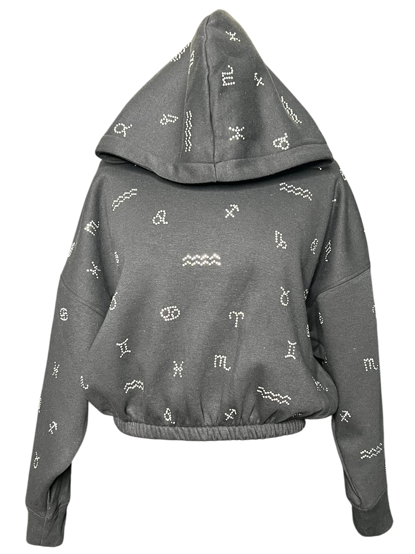 01.08 Sweatshirts Black Zodiac Studded Cropped (M)